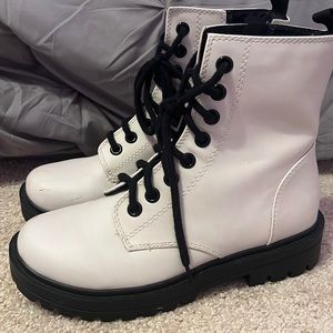 White combat boots